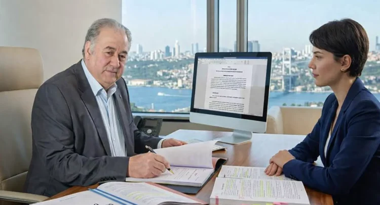 Savcılık soruşturma dosyası inceleyen avukat ve müvekkil